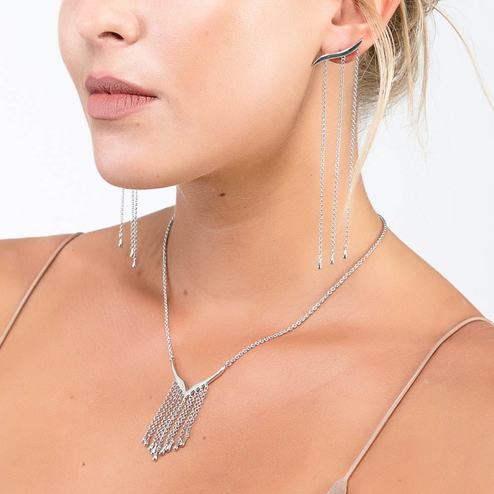 Waterfall V Necklace in Sterling Silver - Samuel Perry