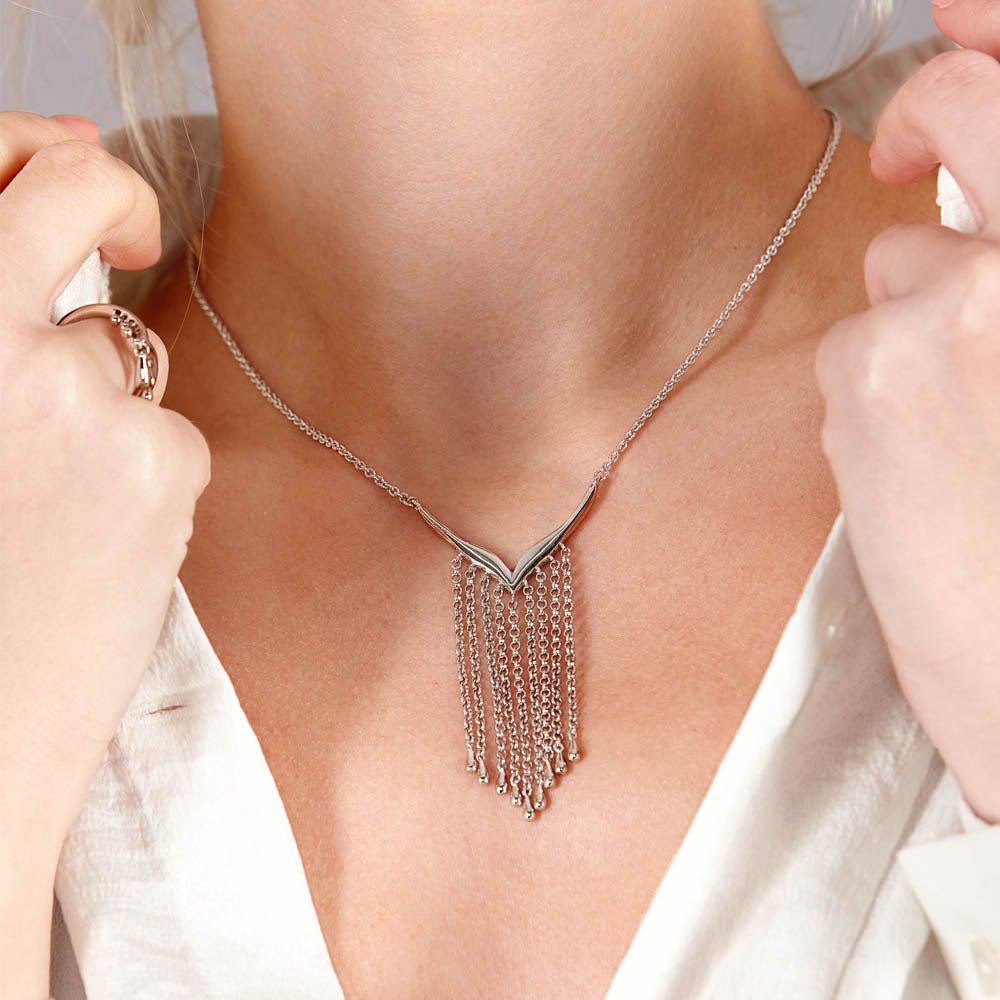 Waterfall V Necklace in Sterling Silver - Samuel Perry