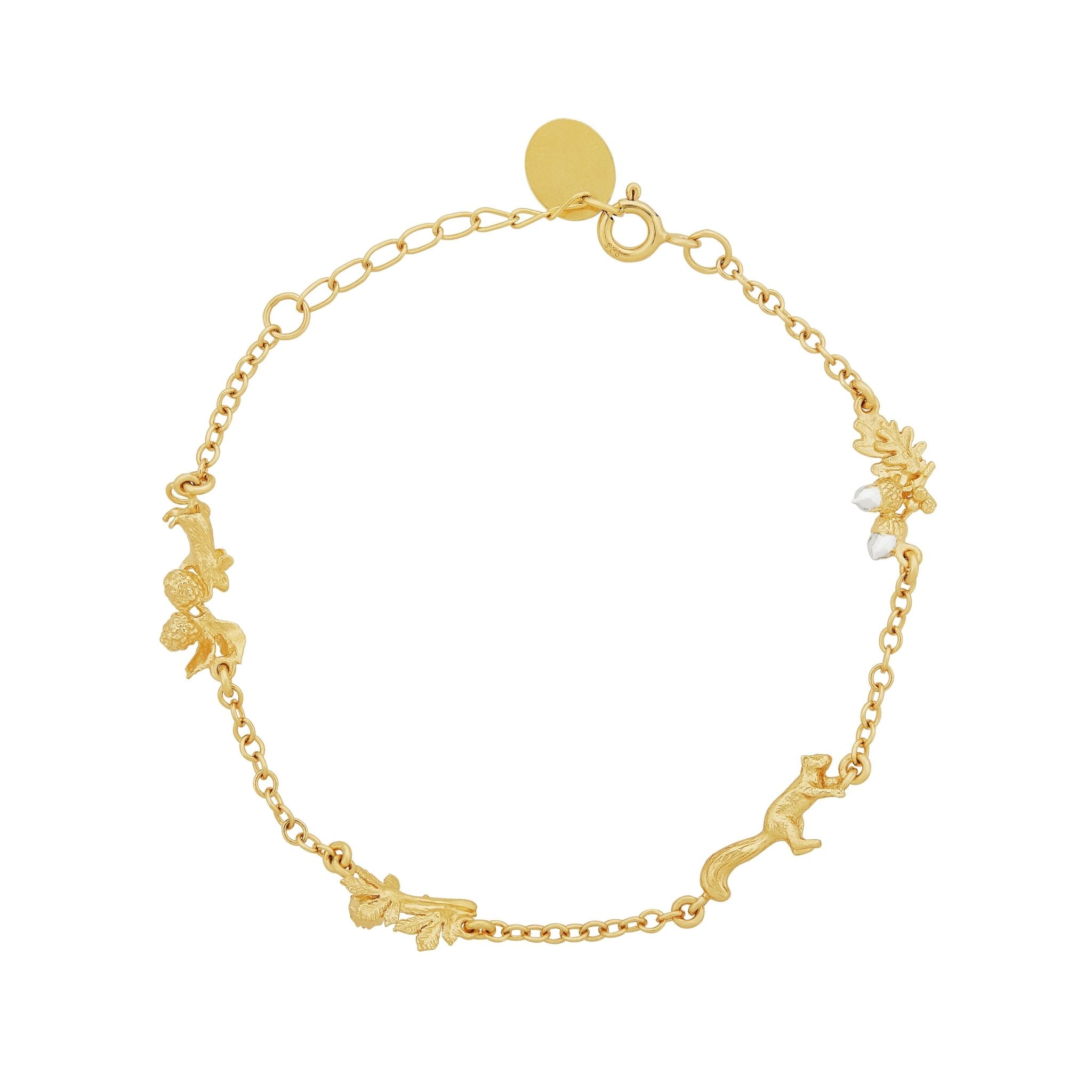 Woodland Exploration Inline Bracelet with Squirrel & Mouse Gold-Plated with Silver Details - Samuel Perry