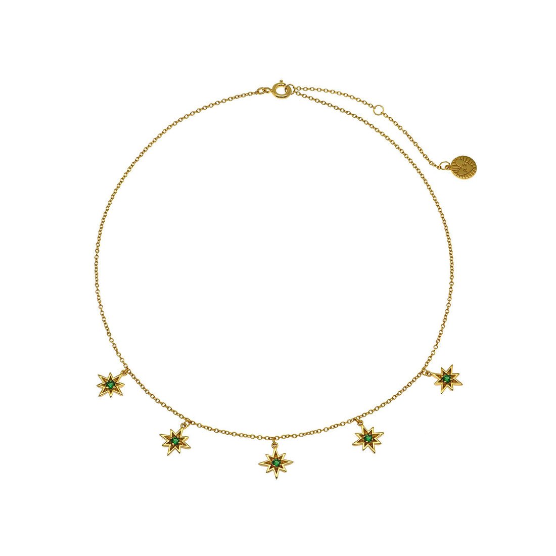 Ziggy Tiny Star Choker Necklace Emerald and Gold - Samuel Perry