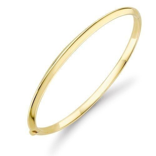 18ct Gold Bangle, Women's Hinged Knife Edge Radiance, 3mm, 9.50g, Gift Box Included - Samuel Perry