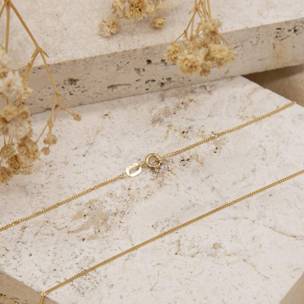 18ct Gold Curb Chain - 1mm - Samuel Perry