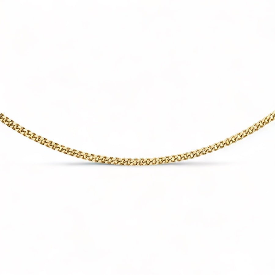 18ct Gold Curb Chain, Diamond Cut, Women's Bold Statement, 1.5mm, 18”, Gift Box Included - Samuel Perry