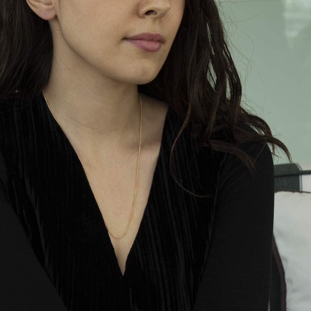 18ct Gold Curb Chain, Diamond Cut, Women's Bold Statement, 1.5mm, 18”, Gift Box Included - Samuel Perry