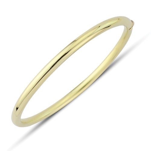 18ct Gold Oval Bangle, Women's Refined Hinged Design, 4mm, 26.80g, Gift Box Included - Samuel Perry