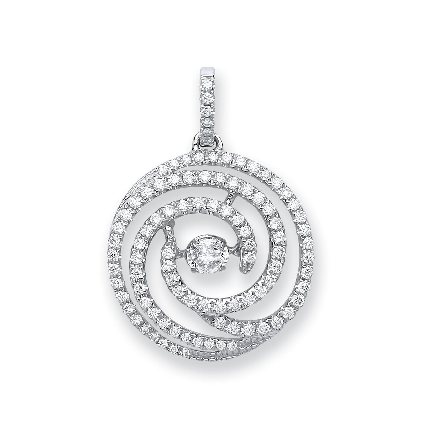 18ct White Gold, 0.60ct Dancing Diamond Pendant Necklace, Modern Design, 16-20" Chain Options, Gift Box Included - Samuel Perry