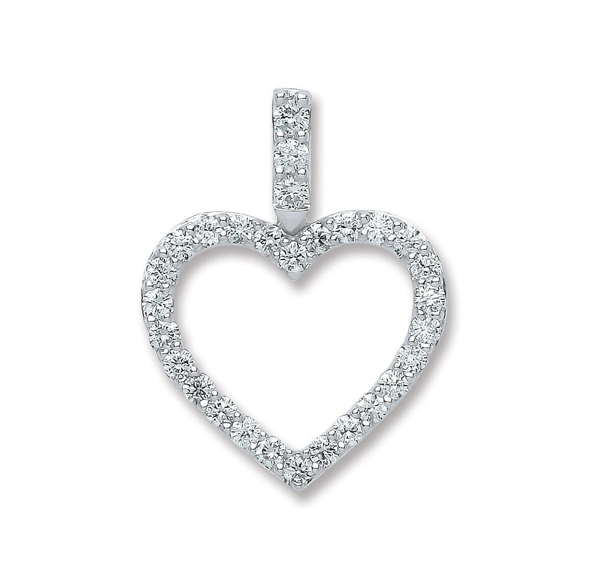 18ct White Gold, 0.60ct Heart Diamond Necklace, Timeless Elegance, 16-20" Chain Options, Gift Box Included - Samuel Perry