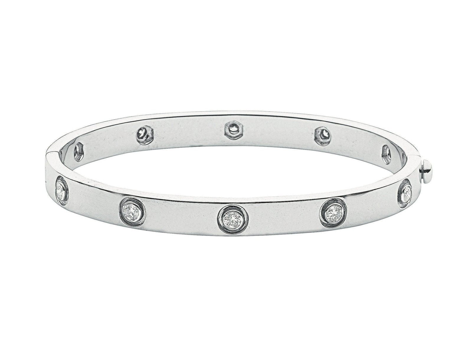 18ct White Gold 1.00ct Diamond Bangle, Five-Stone Luxury, 6.2mm, Gift Box Included - Samuel Perry