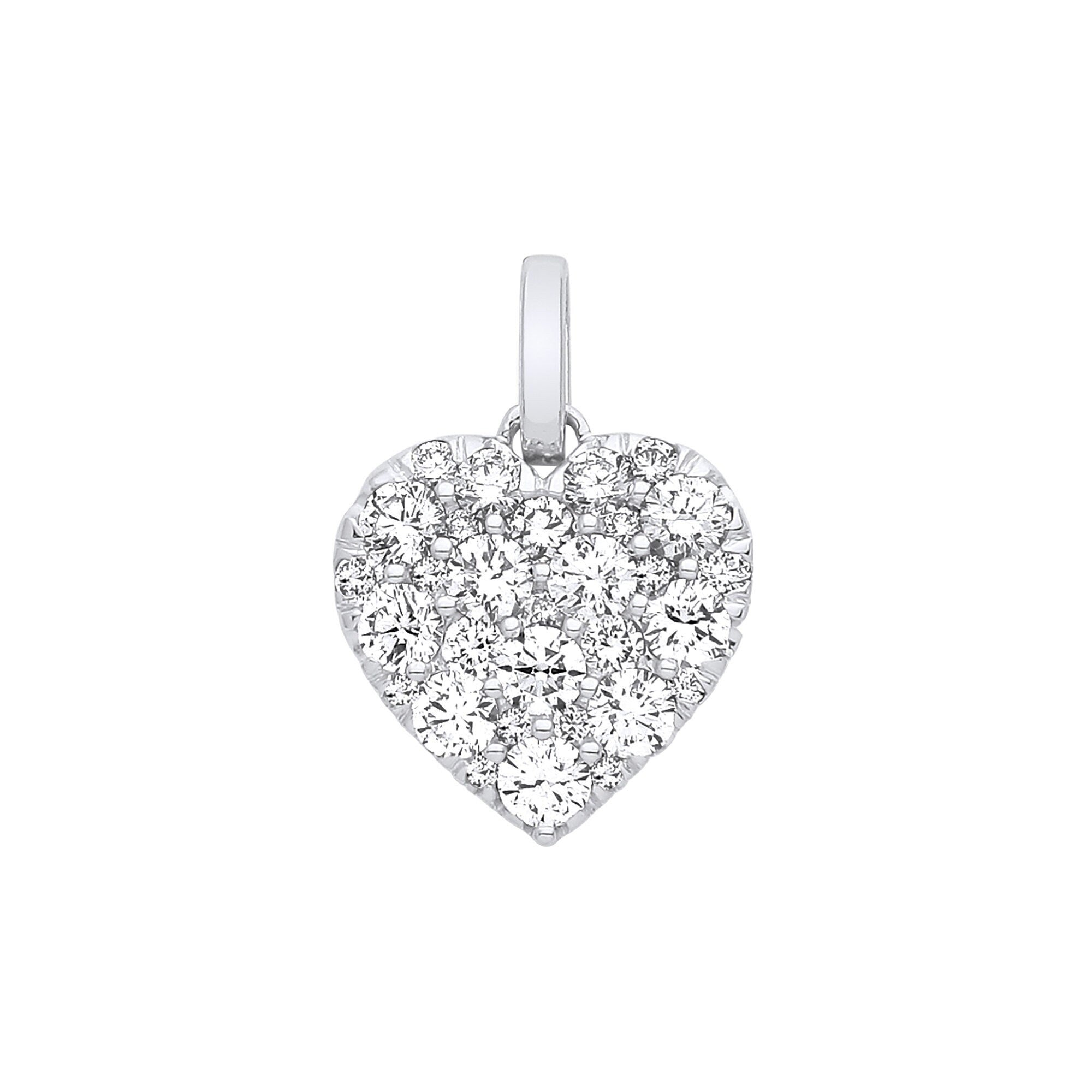 18ct White Gold, 1.00ct Heart Diamond Necklace, Distinctive 16-20" Chain Options, Gift Box Included - Samuel Perry