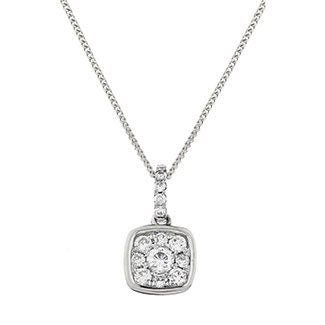 18ct White Gold Cushion Diamond Pendant, 0.25ct Timeless Class, Dainty 14mm, 18" Chain, Gift Box Included - Samuel Perry