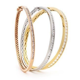 18ct White Gold Diamond Bangle Bracelet 0.60ct - 3.00ct, Channel Set, Women's Hinged, Premium Gift Box - Samuel Perry