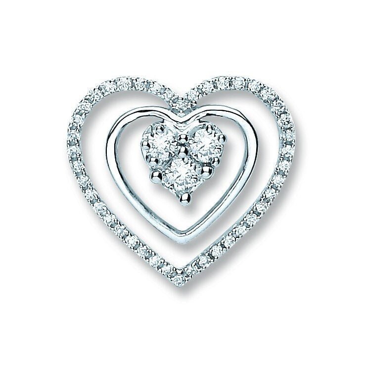 9ct White Gold Heart 0.40ct Diamond Necklace