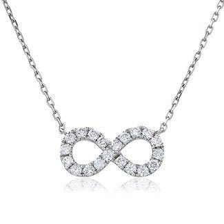 18ct White Gold Infinity Diamond Pendant, 0.50ct Timeless Elegance, Sleek 17mm, 18" Chain, Gift Box Included