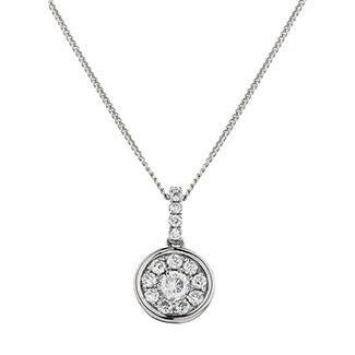 18ct White Gold Round Diamond Pendant, 0.27ct Classic Allure, Polished 14mm, 18" Chain, Gift Box Included - Samuel Perry