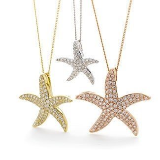 18ct White Gold Starfish Diamond Pendant, 0.25ct Beach Elegance, Chic 15mm, 18" Chain, Gift Box Included - Samuel Perry