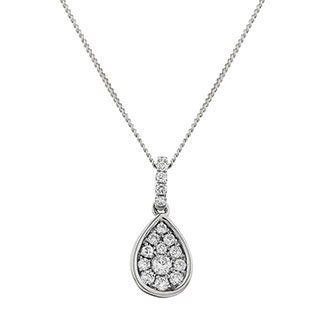18ct White Gold Teardrop Diamond Pendant, 0.20ct Delicate Sparkle, Sophisticated 14mm, 18" Chain, Gift Box Included - Samuel Perry