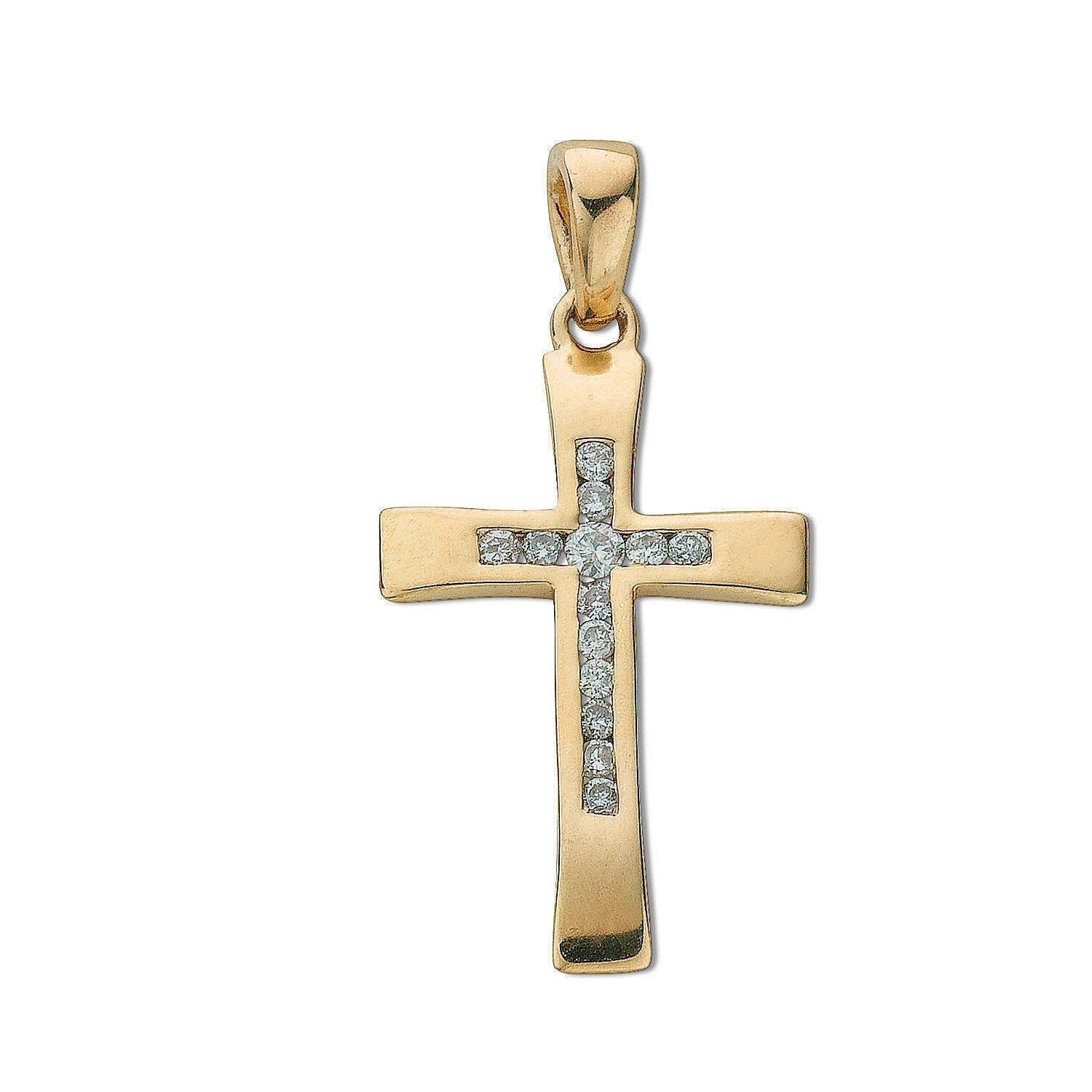 9ct Gold 0.10ct Diamond Cross Pendant, Spiritual Elegance, Unisex, 24mm, 16-20" Chain Options, Gift Box Included - Samuel Perry