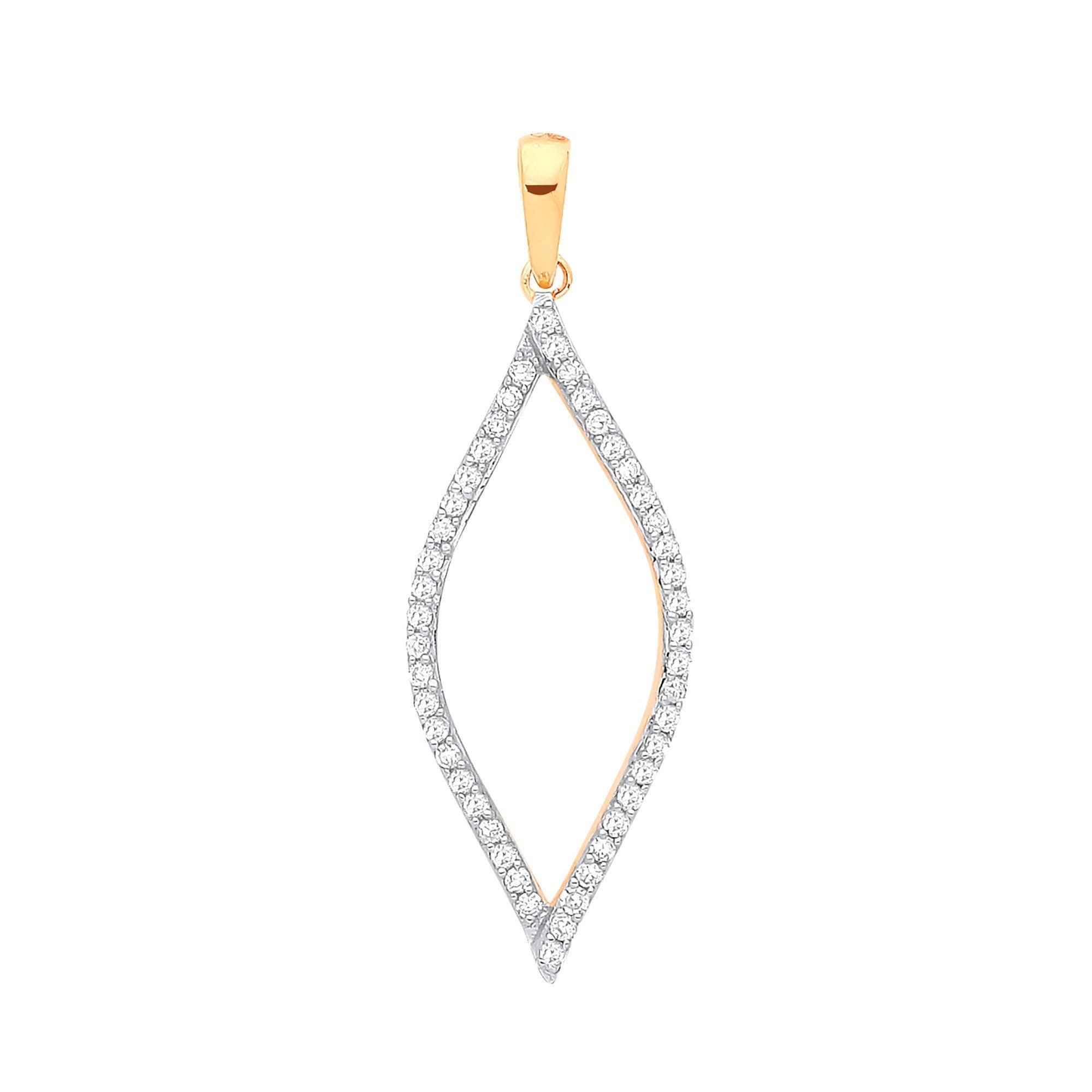 9ct Gold 0.17ct Diamond Marquise Drop Pendant, Luxurious Drop Design, 30mm, 16-20" Chain, Gift Box Included - Samuel Perry