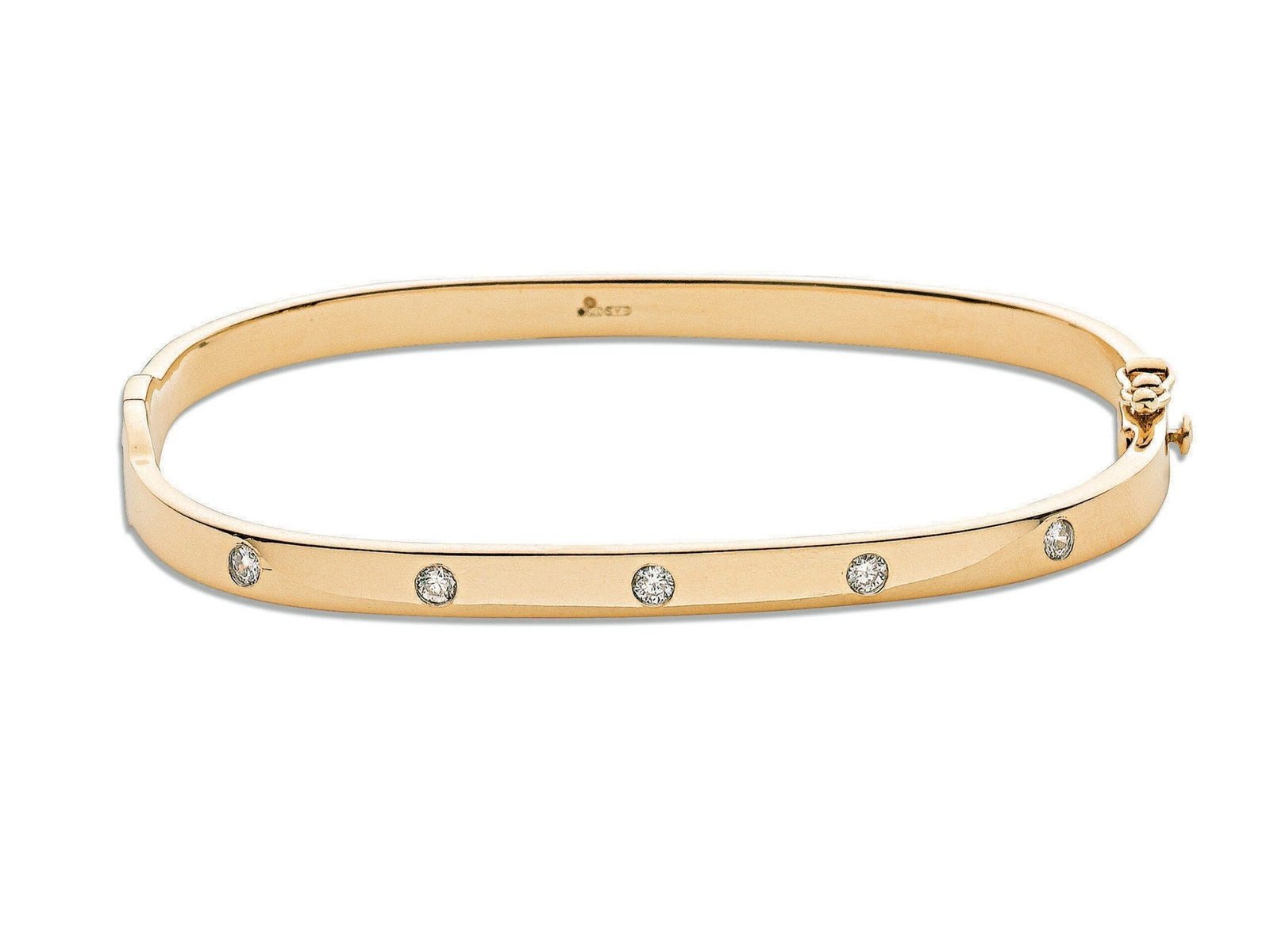 9ct Gold 0.20ct Diamond Bangle, 5 Stone Elegance, 3.5mm, Gift Box Included - Samuel Perry