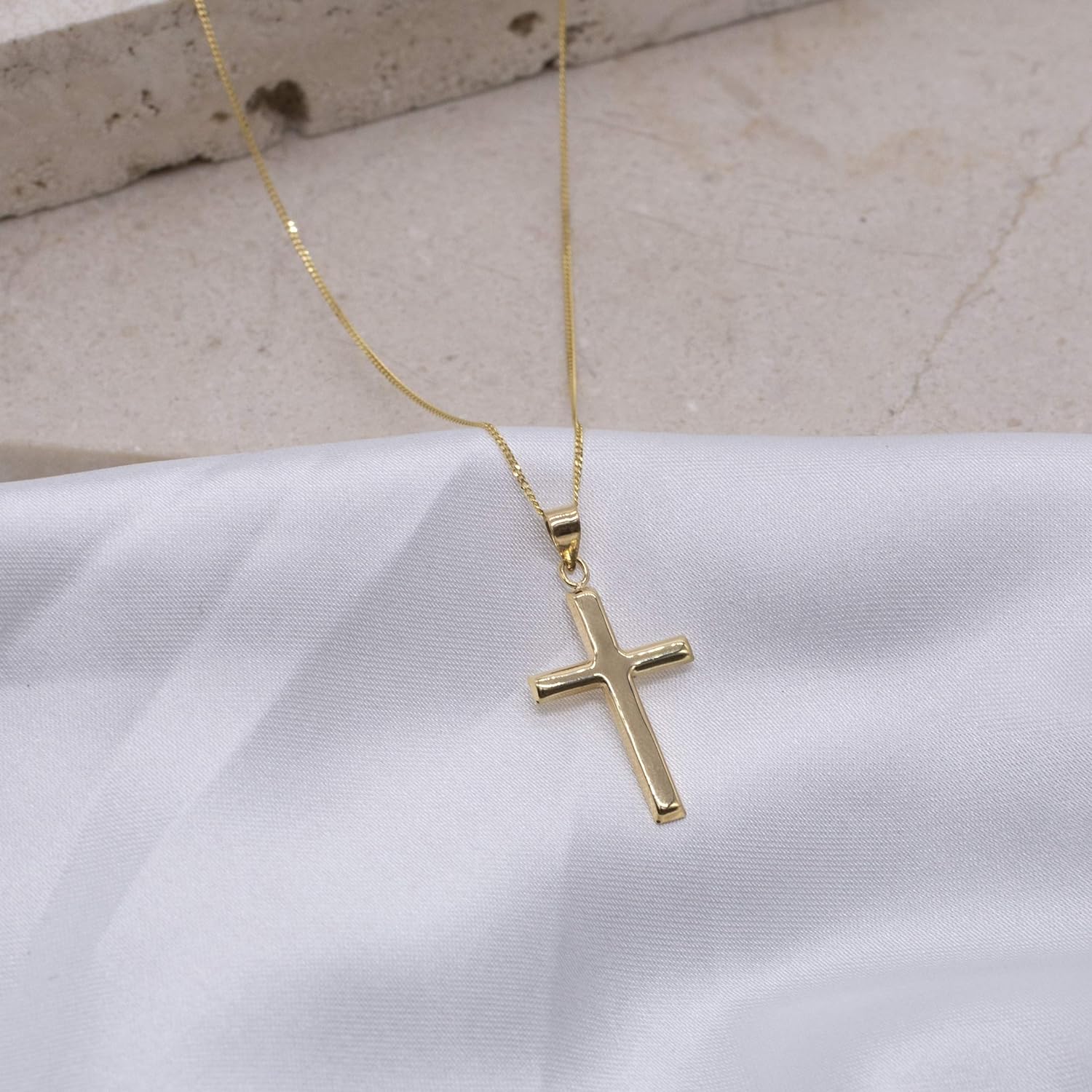 9ct Gold 25mm Cross Pendant, 16" - 20" Chain Length Options, The Perfect Gift - Samuel Perry
