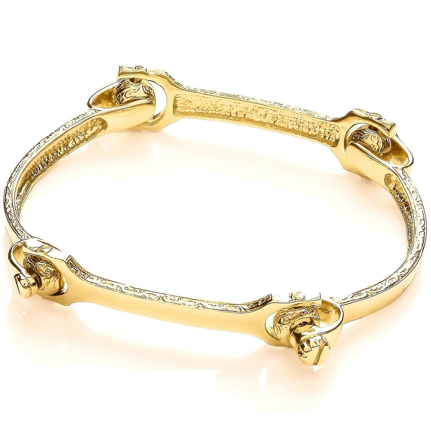 9ct Gold 4-Piece Bone Bangle, Unisex Bold Heavy Look, 4.5mm, 20.00g, Gift Box Included - Samuel Perry