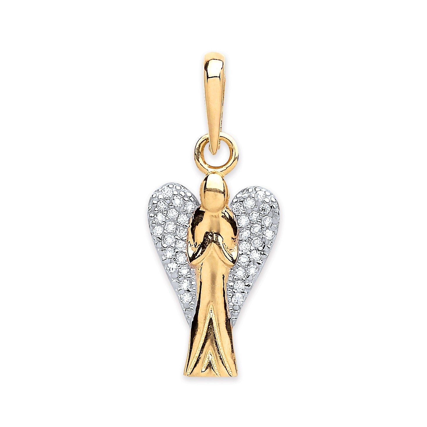 9ct Gold Angel Pendant, Divine Design, Unisex Accessory, 27mm, 16-20" Chain Options, Gift Box Included - Samuel Perry