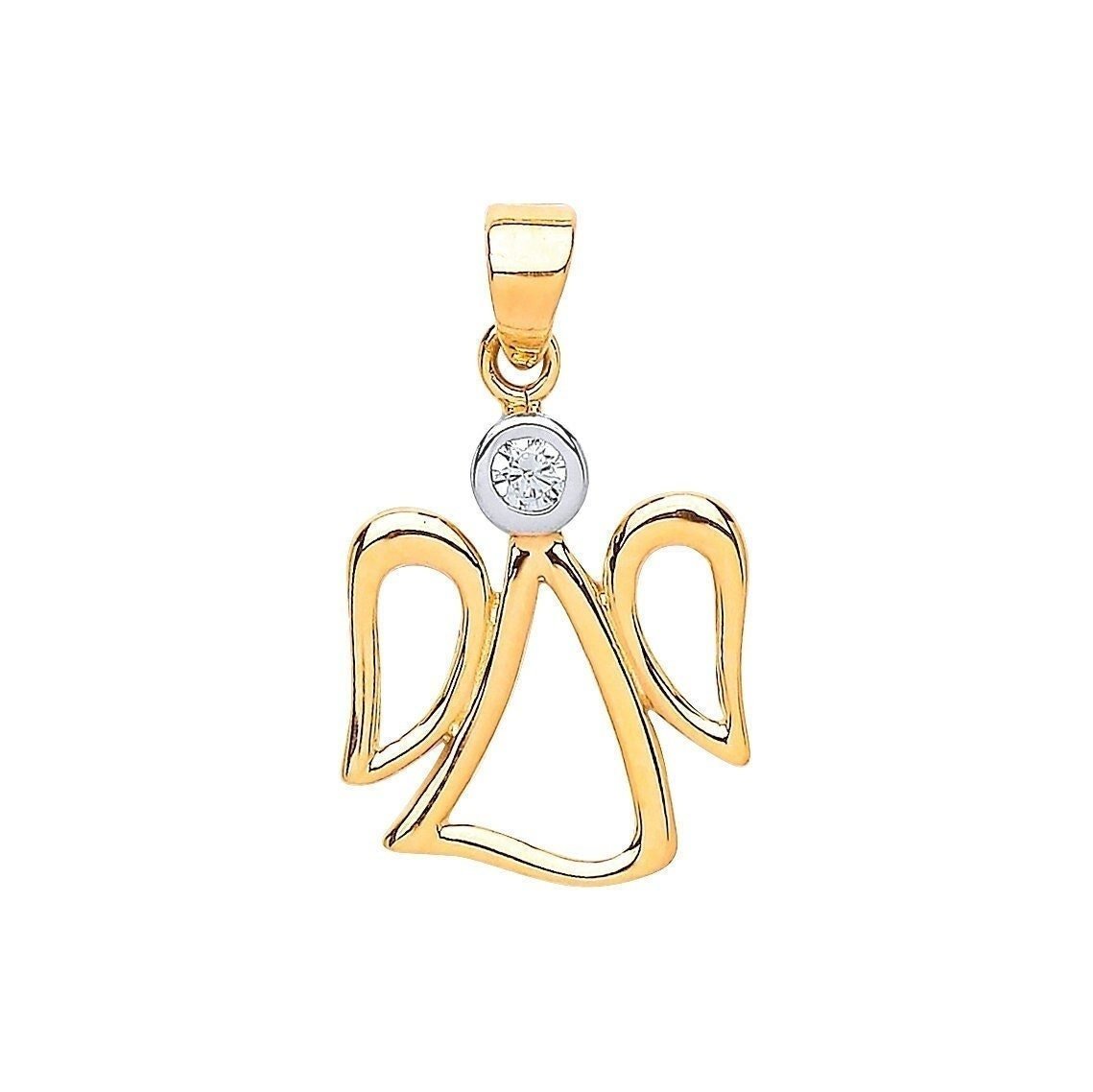 9ct Gold Angel Pendant, Symbol of Protection, Unisex Design, 22mm, 16-20" Chain Options, Gift Box Included - Samuel Perry
