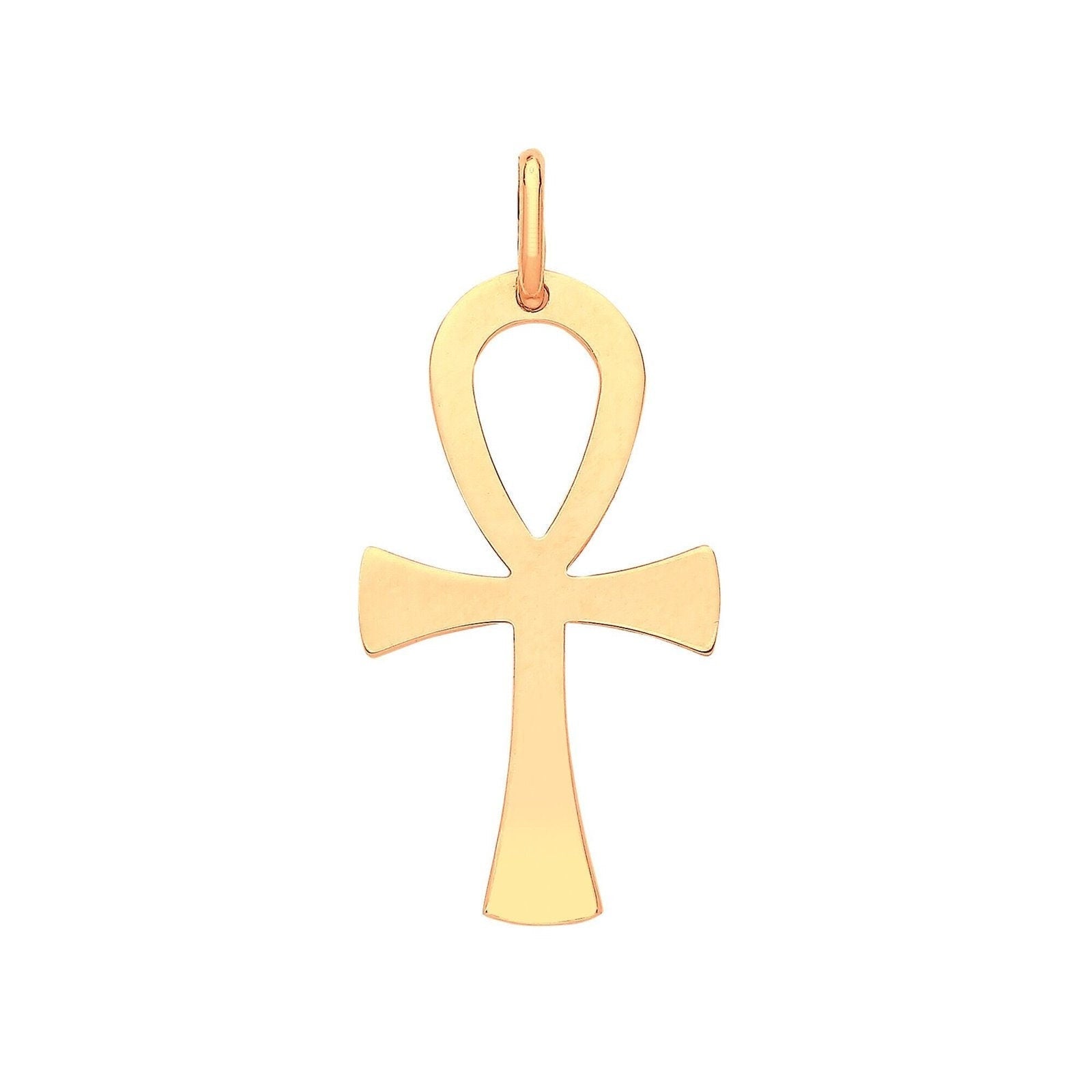 9ct Gold Ankh Cross Pendant, Unisex Spiritual Jewelry, 33mm, 16-20" Chain Options, Gift Box Included - Samuel Perry