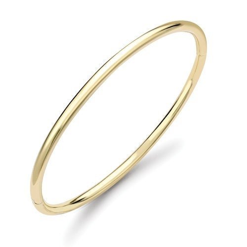 9ct Gold Bangle, Women's Hinged Solid Chic, 3mm, 17.00g, Gift Box Included - Samuel Perry