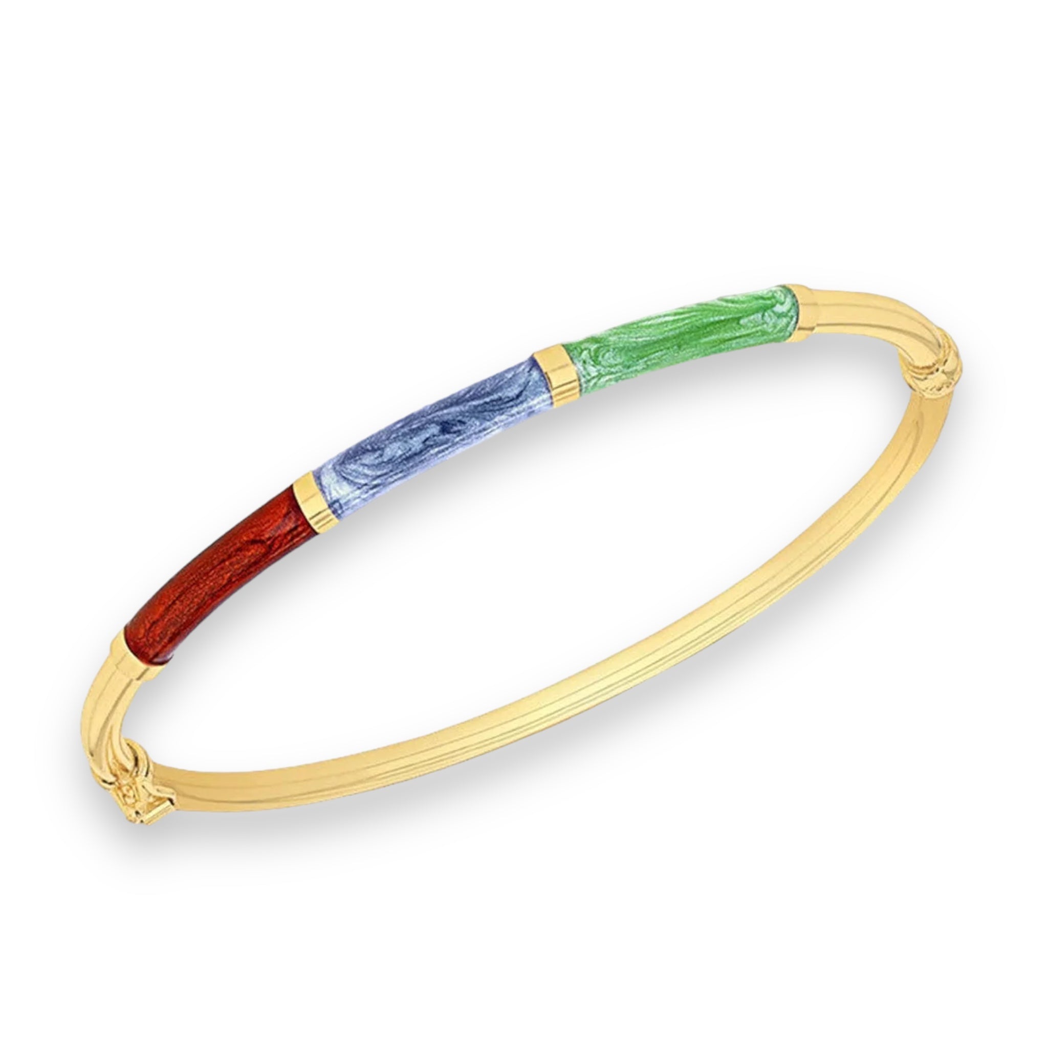 9ct Gold Bangle Women's - Vibrant Enamel - 4mm 7.5" 3.10g, Gift Box Included - Samuel Perry