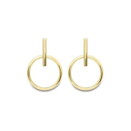 9ct Gold Bar and Hoop Combination Studs, Contemporary Design, 15mm, 1.40g, Gift box included - Samuel Perry