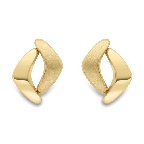9ct Gold Boomerang Stud Earrings, Satin Finish, Unique 10mm, 1.10g, Gift box included - Samuel Perry