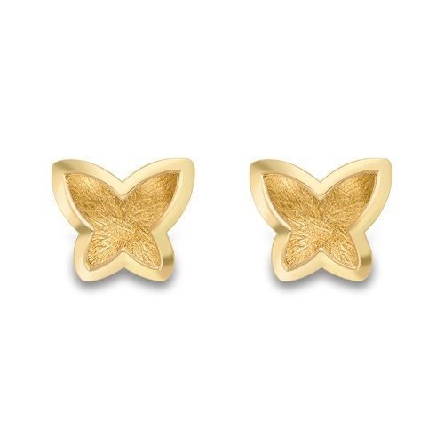 9ct Gold Butterfly Stud Earrings, Satin Finish, Delicate 7mm, 1.00g, Gift box included - Samuel Perry
