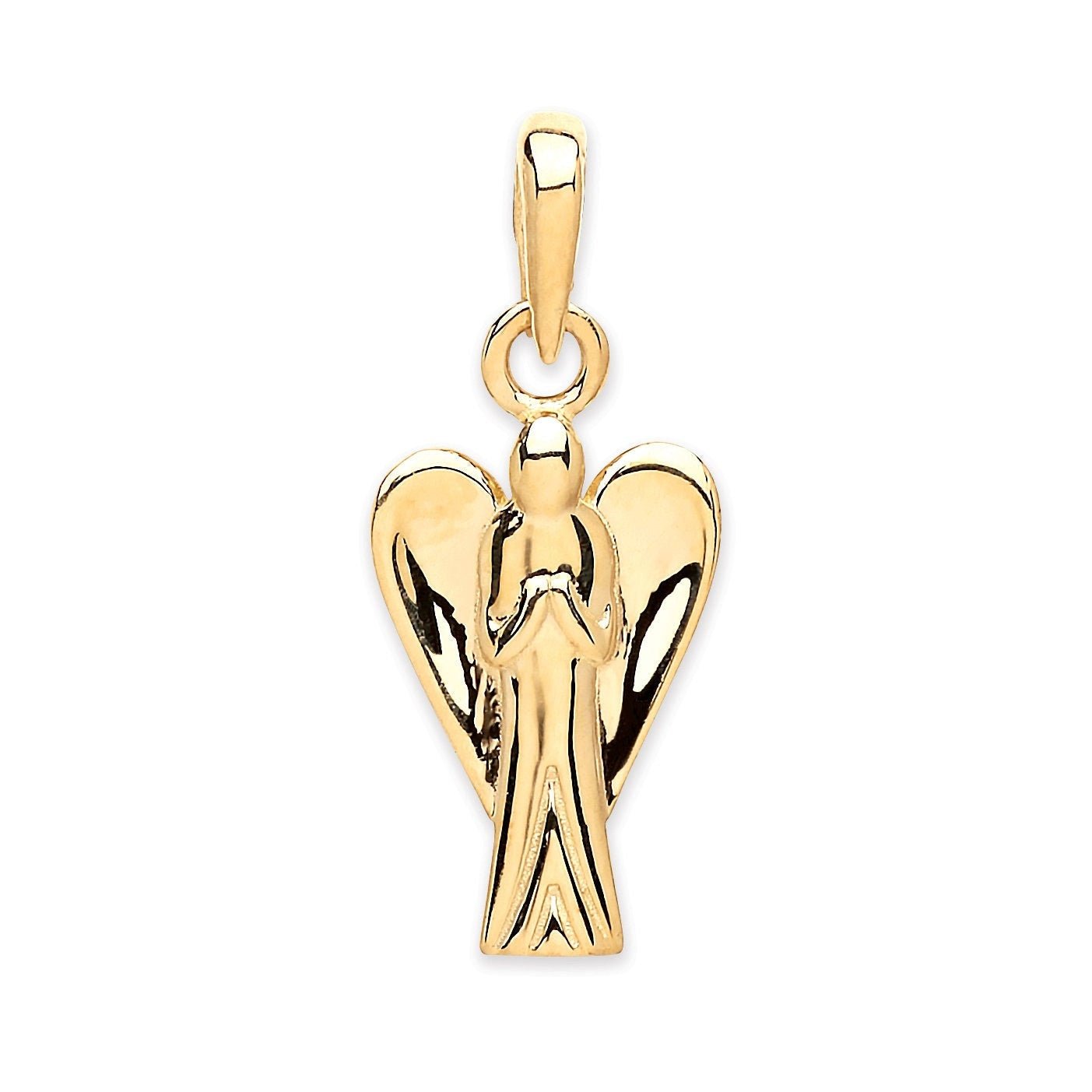 9ct Gold Cherubic Angel Pendant, Spiritual Statement, Unisex, 27mm, 16-20" Chain Options, Gift Box Included - Samuel Perry