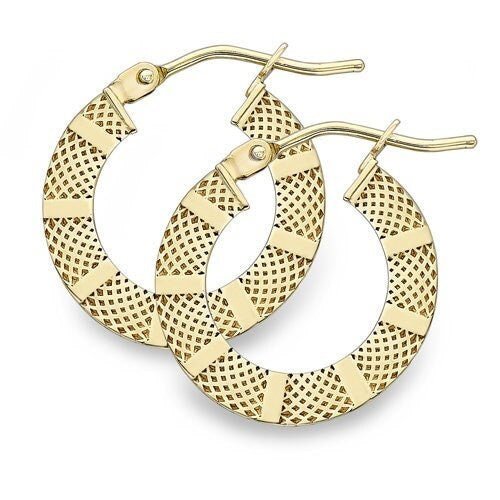 9ct Gold Classic Round Creole Hoops, Timeless Elegance, 15mm, 1.70g, Gift box included - Samuel Perry