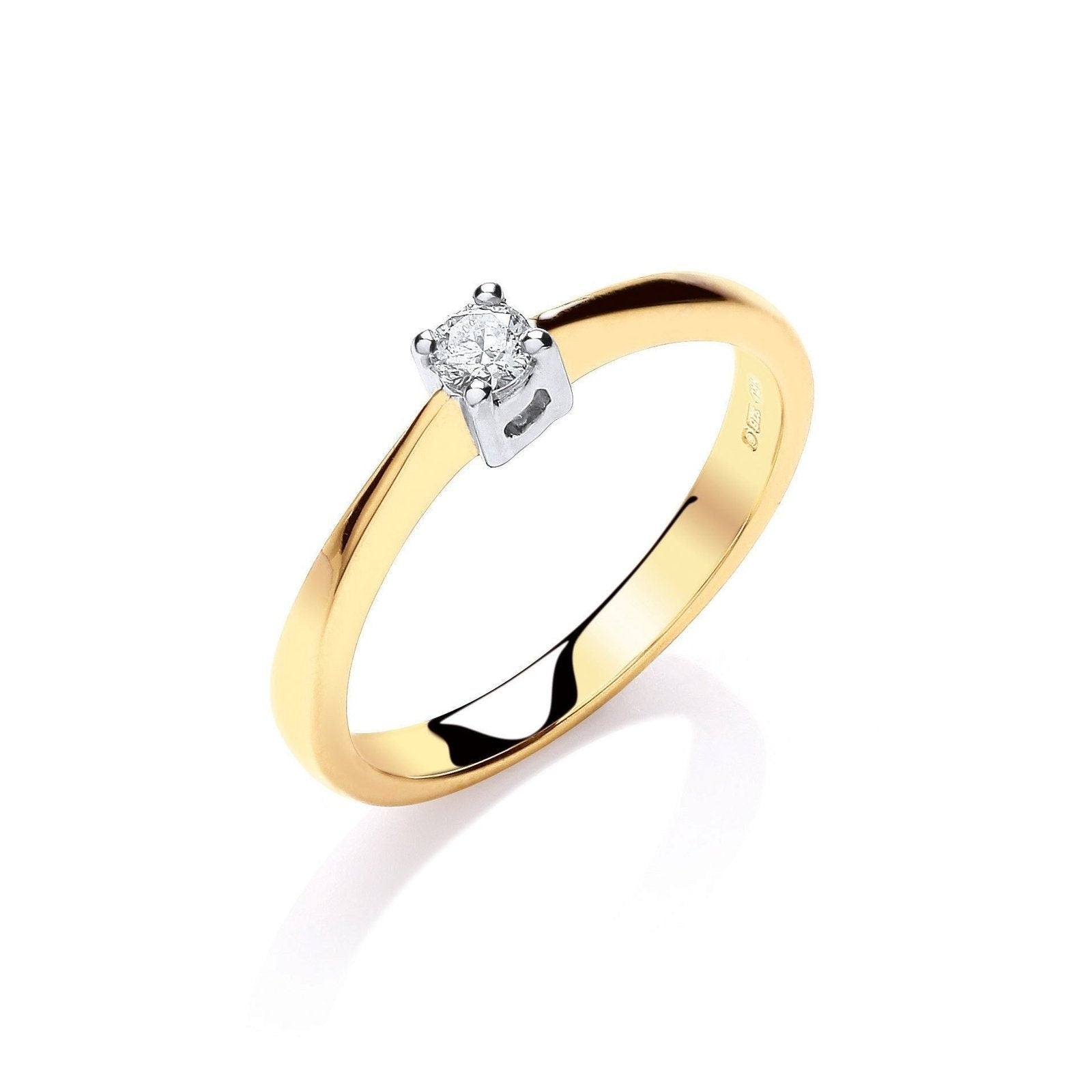 9ct Gold Classic Solitaire Diamond Engagement Ring, 0.10ct, Golden Promise, All Sizes - Samuel Perry