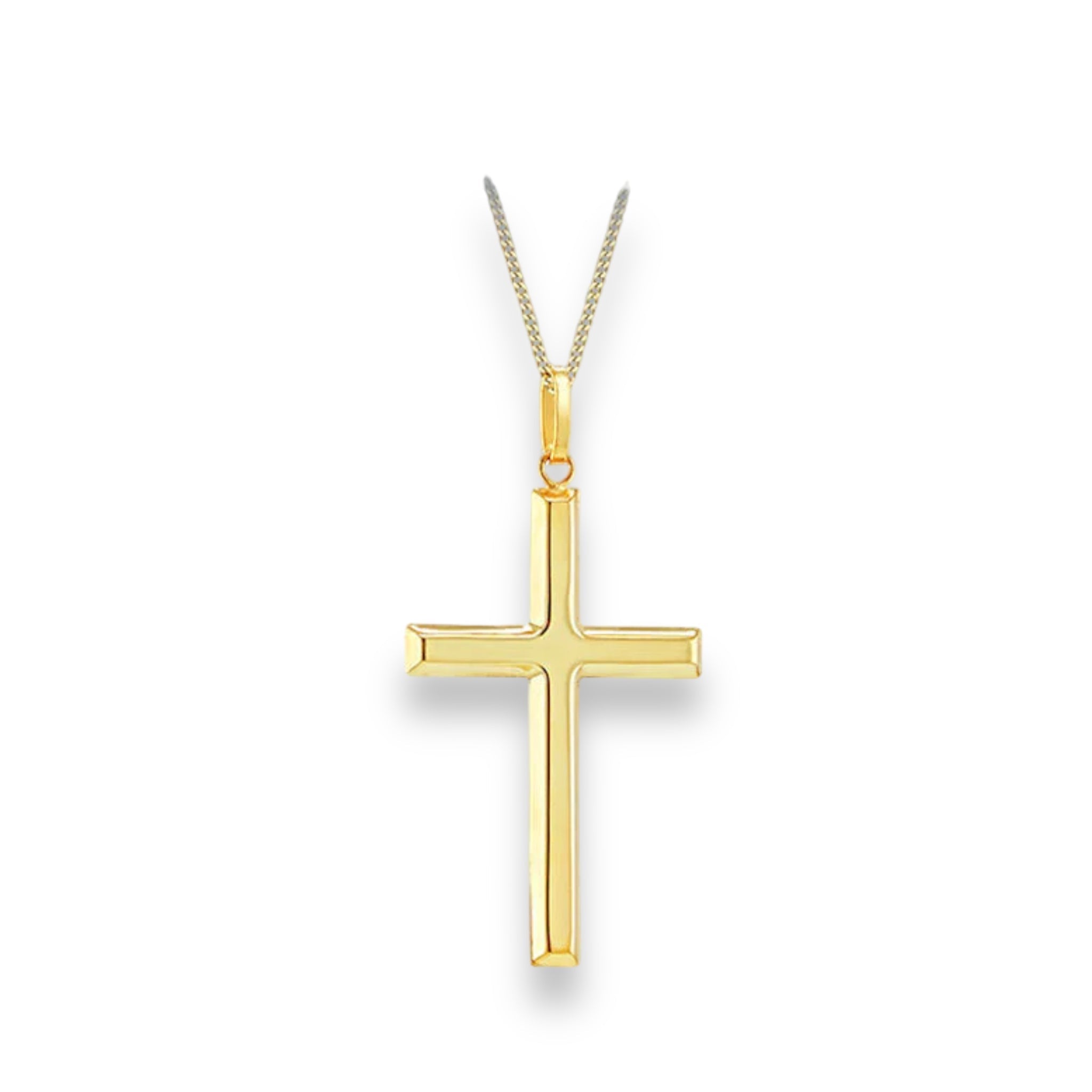9ct Gold 'Cross' Pendant, 40mm, Classic Style, Religious Jewellery, 16" - 20" Chain Length Options, The Perfect Gift - Gift Box Included - Samuel Perry