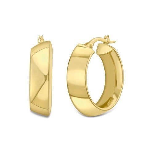 9ct Gold Curved Creole Hoops, Timeless Elegance, 15mm, 2.90g, Gift box included - Samuel Perry