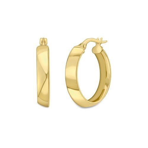 9ct Gold Curved Round Creole Hoops, Gentle Arcs, 15mm, 1.70g, Gift box included - Samuel Perry
