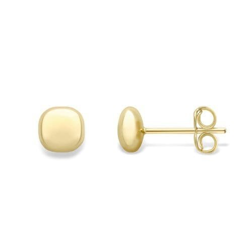 9ct Gold Cushion Shape Satin Stud Earrings, Timeless Luster, 5mm, 0.60g, Gift Box Included - Samuel Perry