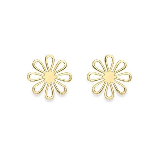 9ct Gold Delicate Flower Stud Earrings, Timeless Charm, 8mm, 1.20g, Gift box included