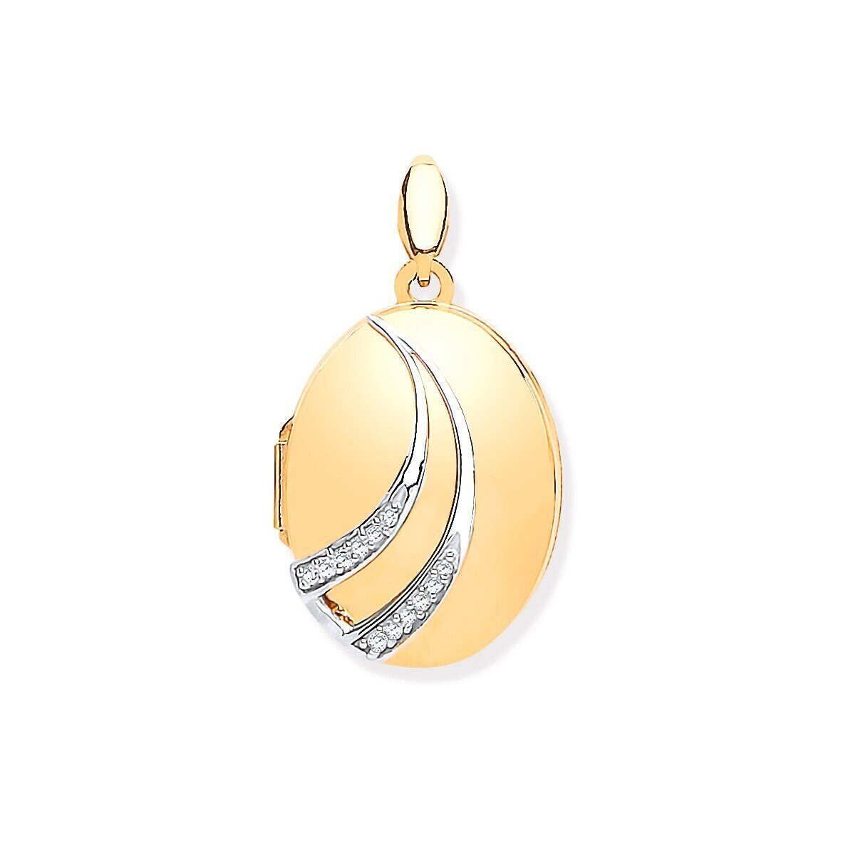 9ct Gold Diamond-Adorned Oval Locket, Timeless Radiance, 18mm, 18" Chain, Gift box included - Samuel Perry