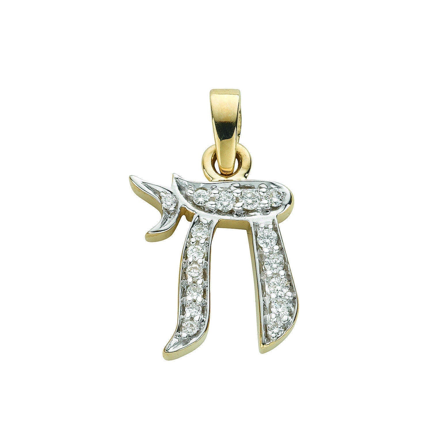 9ct Gold Diamond Chai Pendant, 0.20ct Spiritual Elegance, Unisex, 24mm, 16-20" Chain Option, Gift Box Included - Samuel Perry