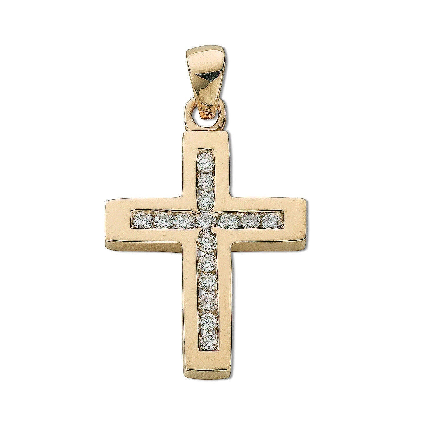 9ct Gold Diamond Cross Pendant, 0.32ct, Bold 30mm Statement, Unisex Spiritual Elegance, 16-20" Chain, Gift Box Included - Samuel Perry