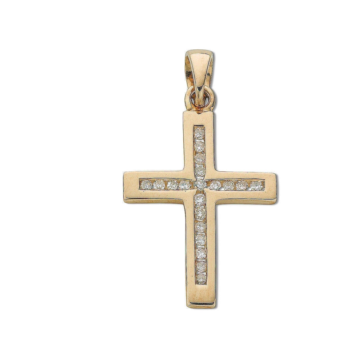 9ct Yellow Gold 0.15ct Diamond Cross Necklace