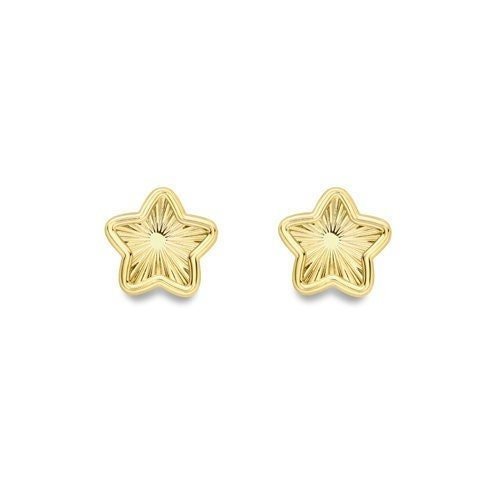 9ct Gold Diamond Cut Star Stud Earrings, Shimmering Charm, 5mm, 0.90g, Gift Box Included