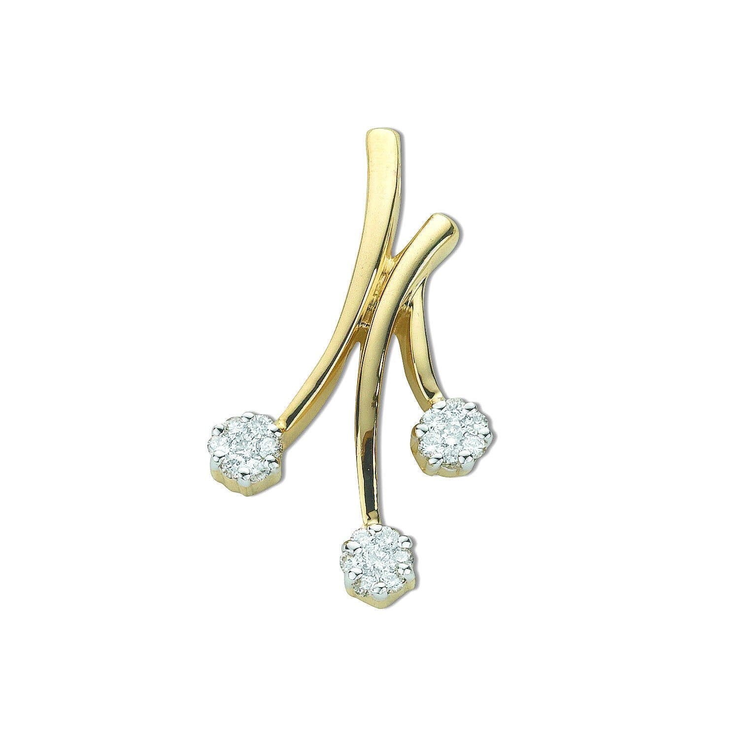 9ct Yellow Gold Drop 0.16ct Diamond Necklace