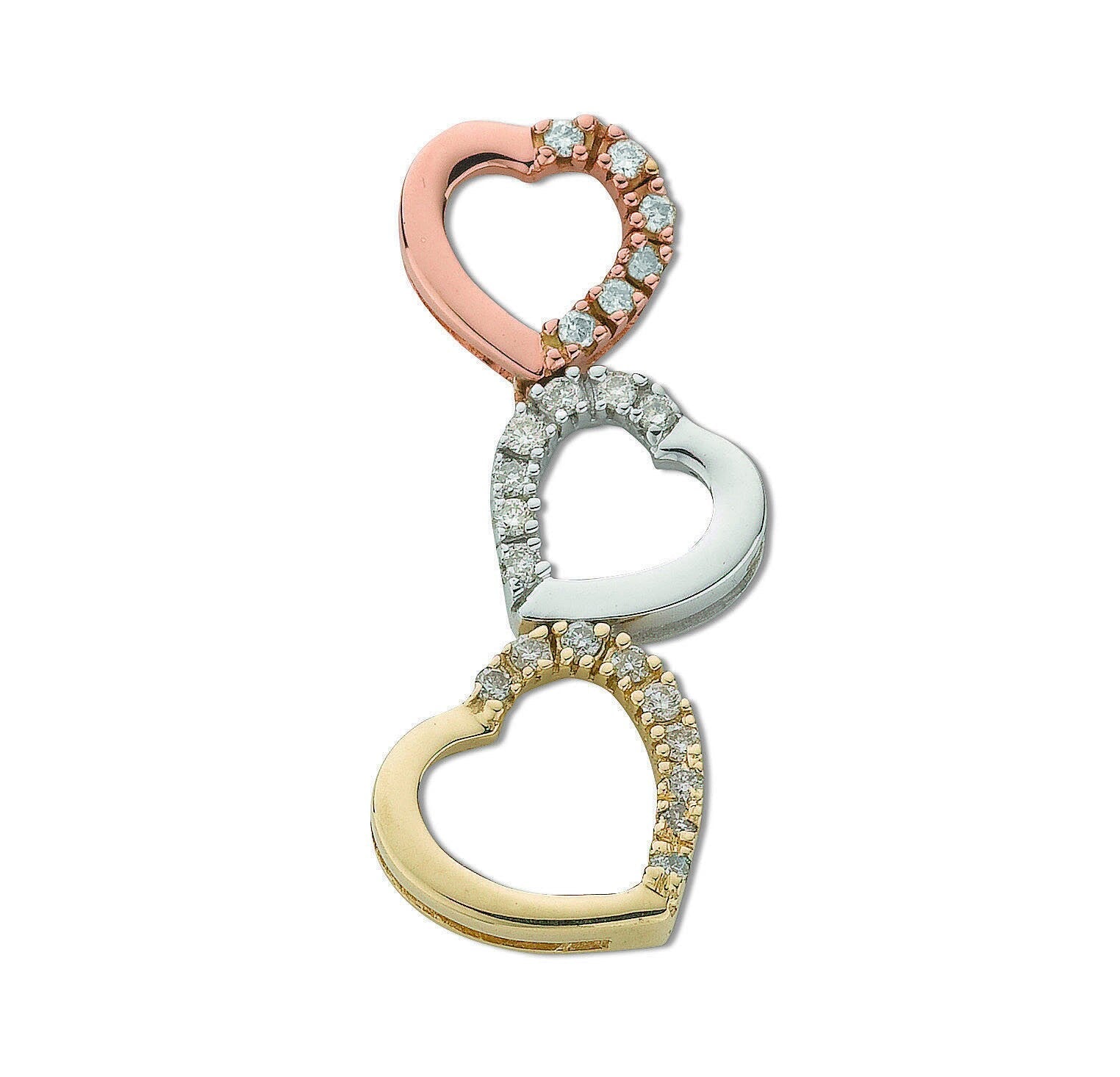 9ct Bi-Colour Gold Heart 0.15ct Diamond Necklace
