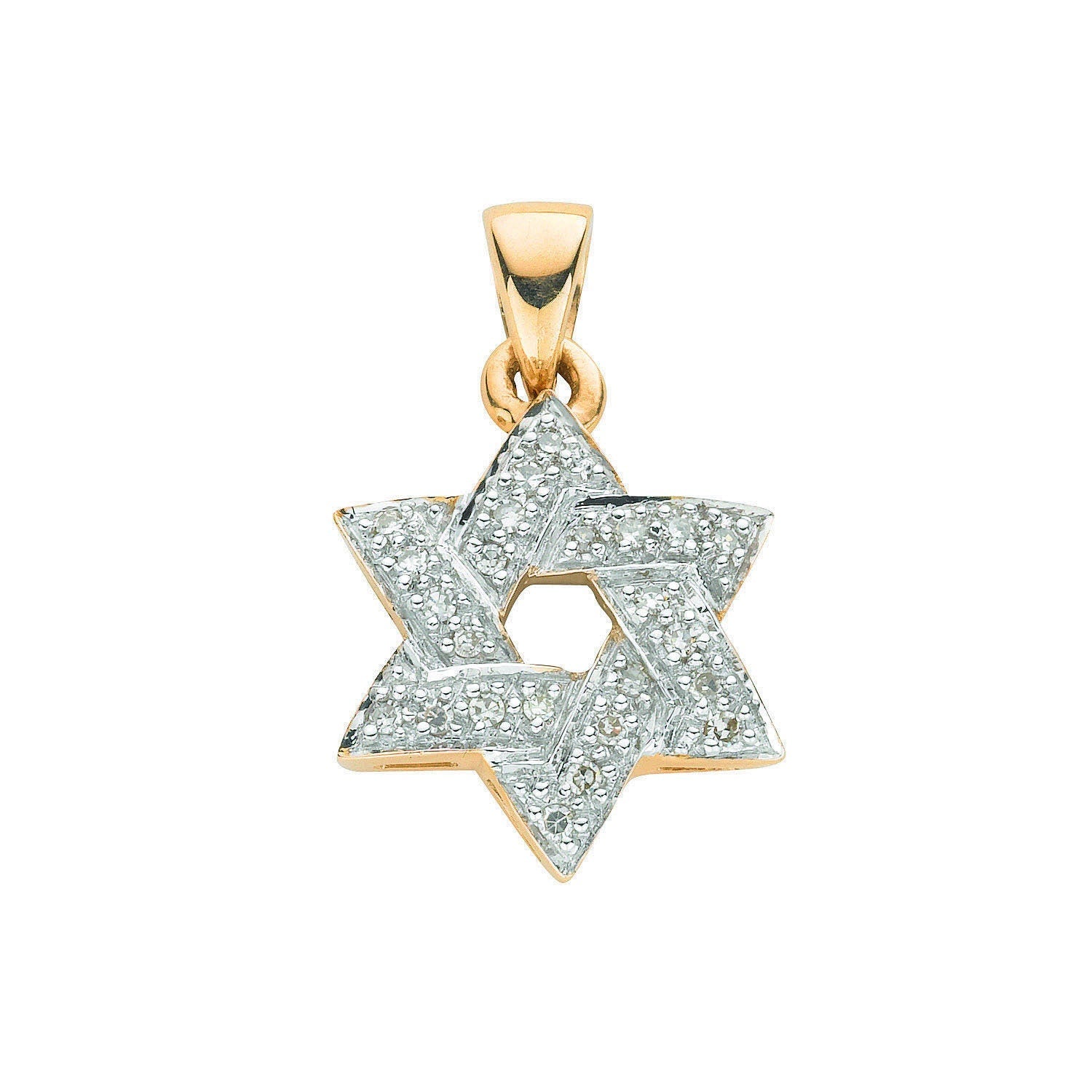 9ct Yellow Gold Star of David 0.15ct Diamond Necklace