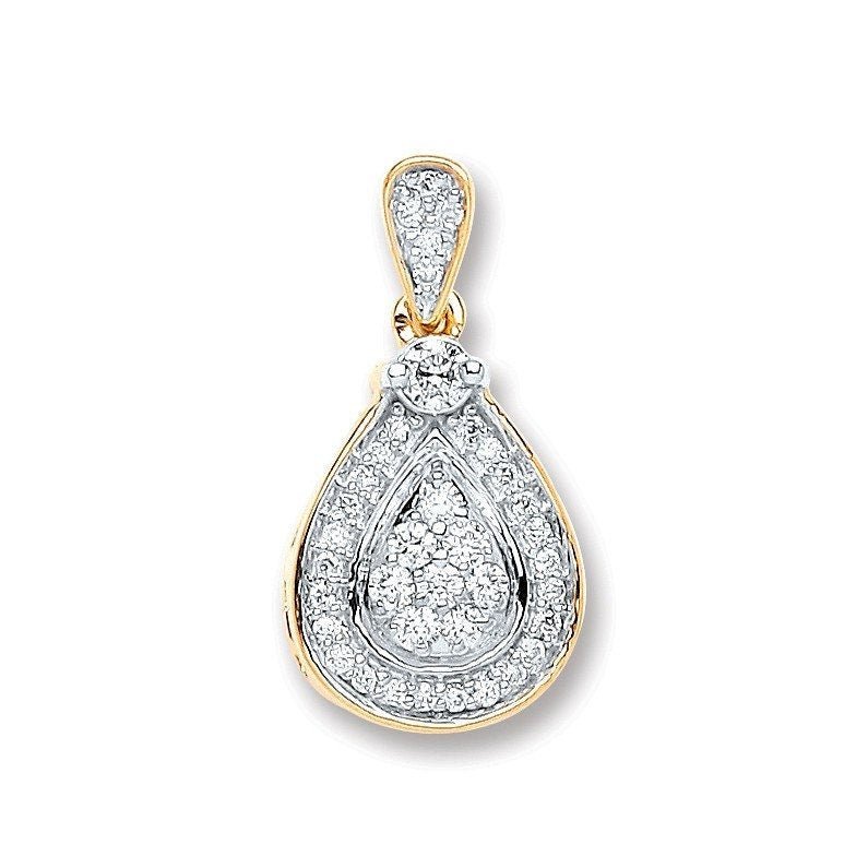 9ct Gold Diamond Teardrop Necklace, 0.25ct Delicate Elegance, Women's Must-Have, 16-20" Chain Option, Gift Box Included - Samuel Perry